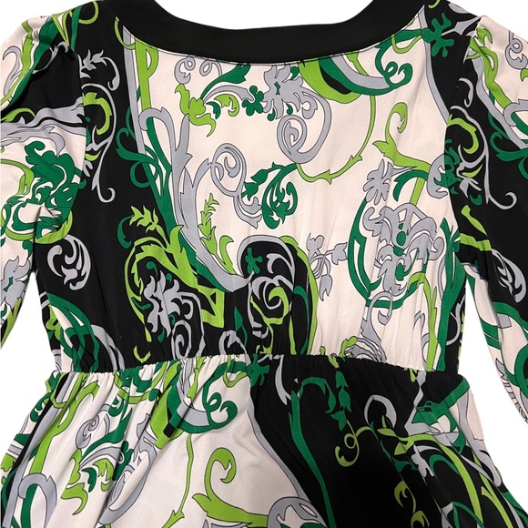 Like NEW ladies Dress top MEDIUM CHA CHA VENTE GREEN WHITE BLACK *MUST SEE* - Picture 5 of 8